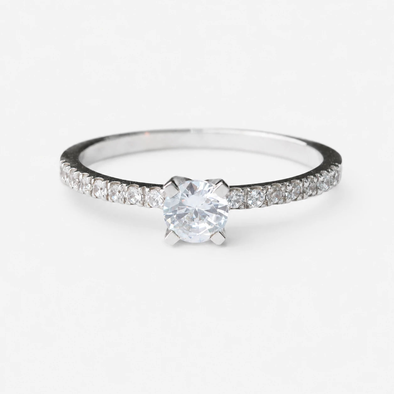 Anel de Noivado | Ouro Branco 18k | Lirio II