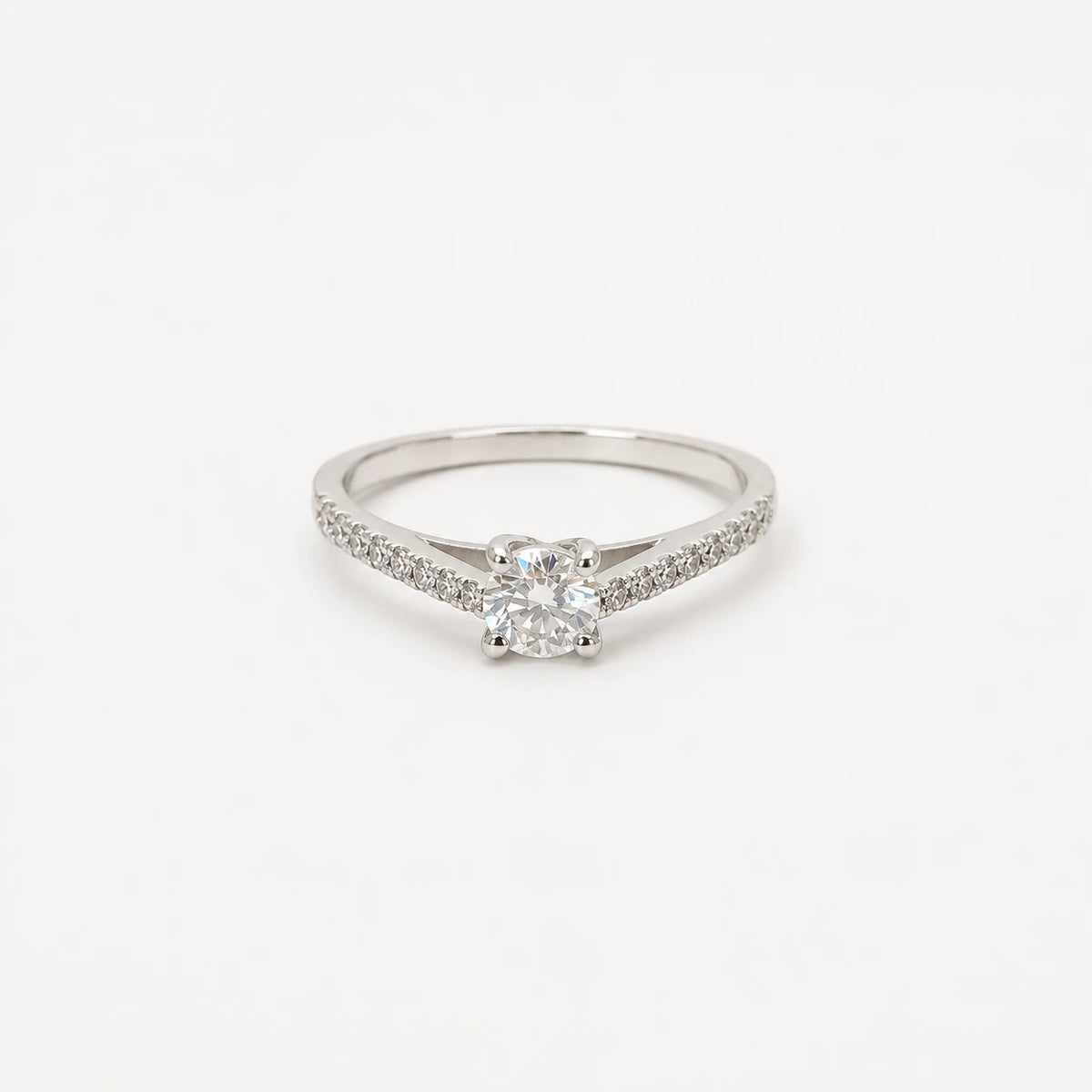 Anel de Noivado | Ouro Branco 18k | Verbena