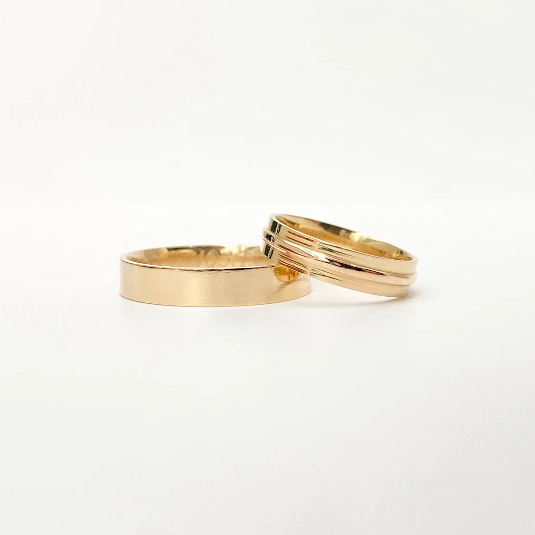 Aliança de Casamento | Calêndula | 4 e 5mm | Ouro 18k