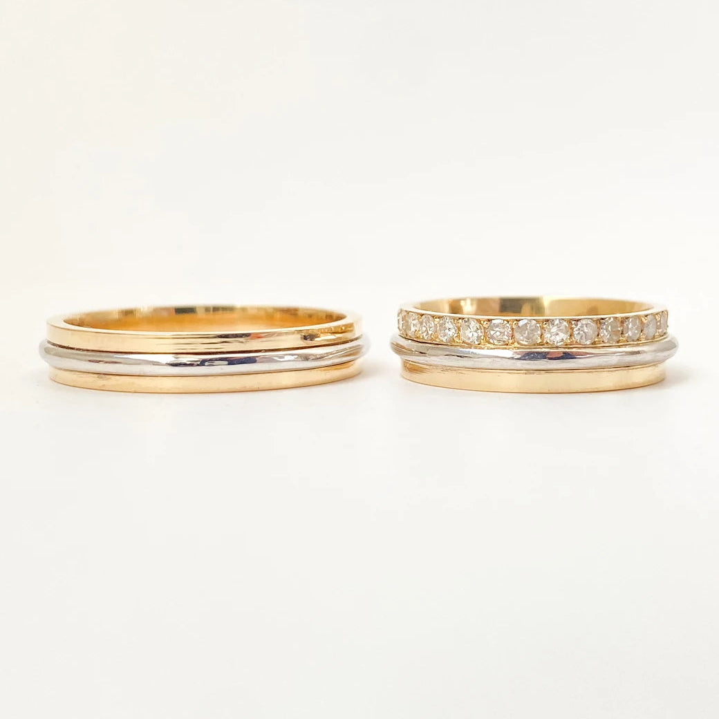 Aliança de Casamento | Calêndula c/ Pedras | 5mm | Ouro 18k