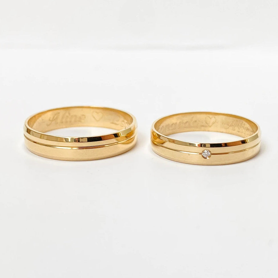 Aliança de Casamento | Lótus l | 5mm | Ouro 18k